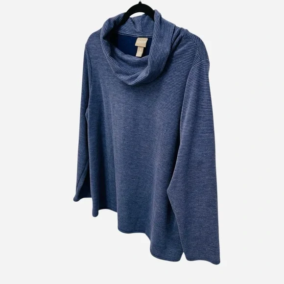 Chico’s super soft blue striped cowl neck pullover sweater Size XL - Picture 5 of 11